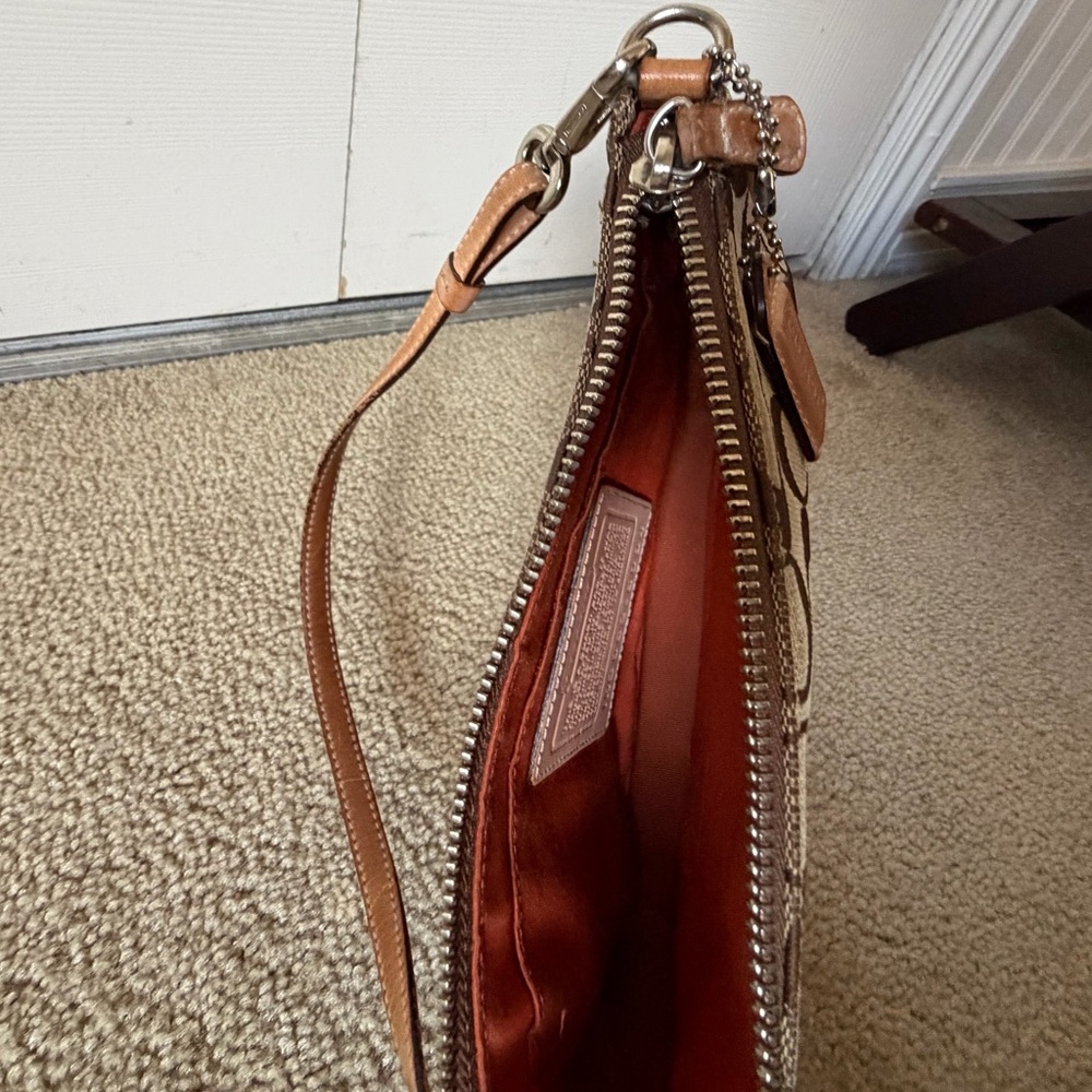 Vintage Coach Signature Demi mini Pouch Hand Bag Canvas Leather Beige 6094 - Picture 4 of 7